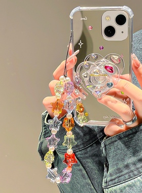 韩风ins彩色宝石爱心支架镜面适用华为nova10pro手机壳p50e/p40日韩mate60/30/20创意p30/p20软9se/8/7/6/5女
