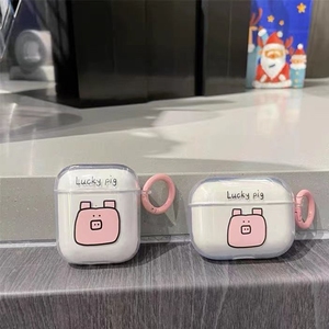 抽象粉猪头适用Baseus倍思E3耳机套M2透明W04软WM05真无线蓝牙WM02保护壳M2/W04+/storm3无线耳机套wo4/3