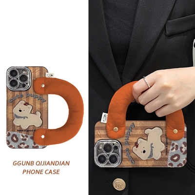 棕条纹围巾白狗棉腕带适用vivox300pro手机壳x200/100高级90保护套x80/70简约s20/19小众18/17防摔s16软15