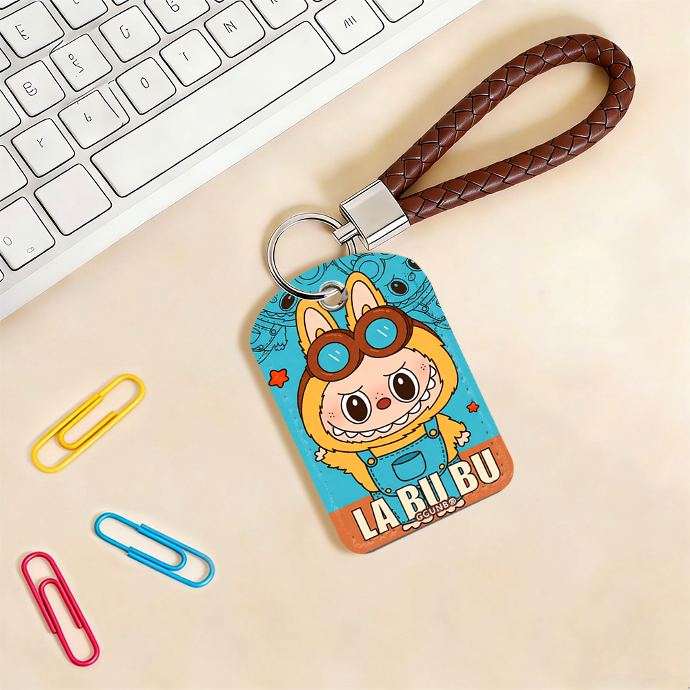 蓝背带裤眼镜黄卡通兔NFC感应卡套学生滑盖卡套饭卡地铁小区卡包学