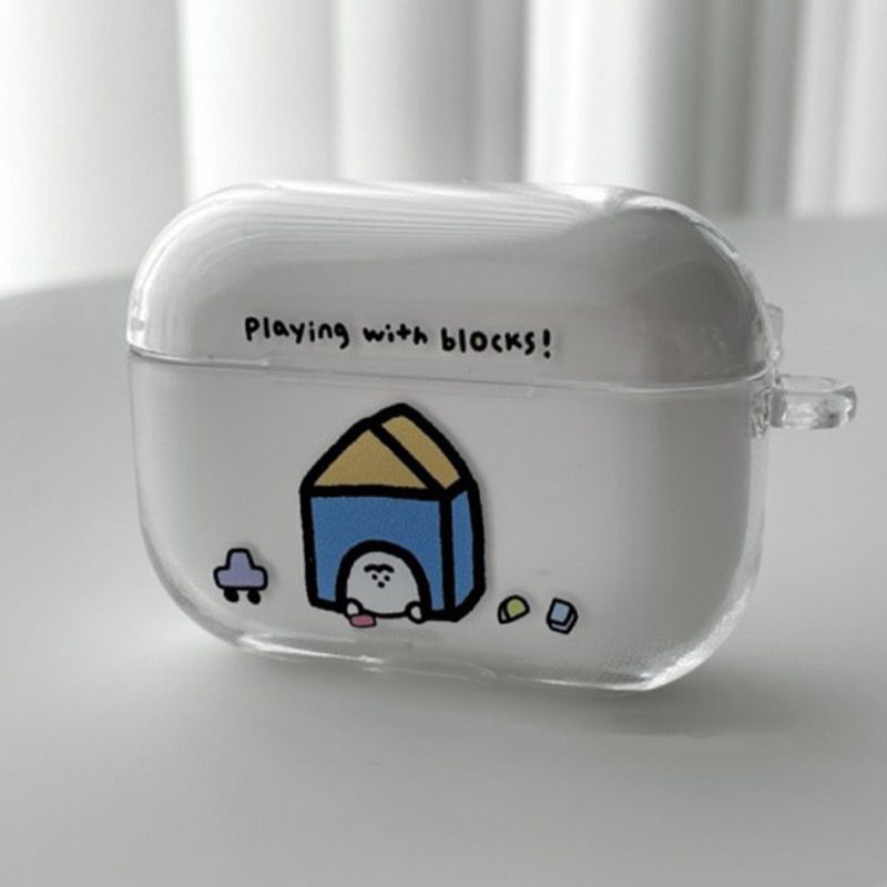 蓝色房子卡通适用小米3pro降噪耳机保护套透明红米Buds5/4/3蓝牙保护壳buds4pro软air2SE降噪3耳机壳Dots3