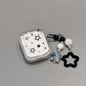 简约黑星星适用Baseus倍思E3耳机套M02透明W04软WM05真无线蓝牙WM02保护壳M2/W04+潮storm3无线耳机套wo4/3