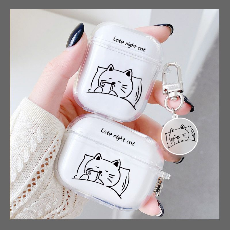 玩手机小猫适用Baseus倍思E3耳机套M2透明W04软WM05真无线蓝牙WM02保护壳M2/W04+/storm3无线耳机套wo4/3