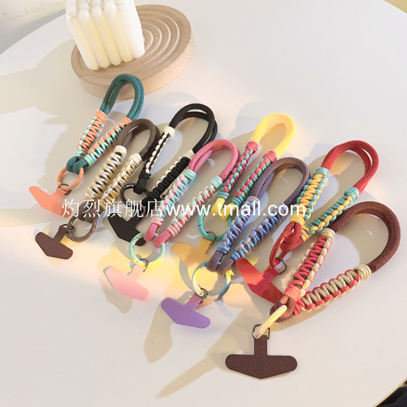 手机挂绳英伦风撞色编织麻花短款手绳手提防丢百搭ins个性潮流简约男女款手提防丢腕带加粗耐用便携户外手环