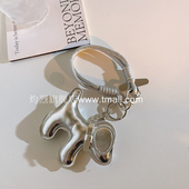 潮款 立体公仔挂饰金属色银大狗编织尼龙挂绳手机壳挂件包包钥匙扣耳机套吊坠配饰手提防丢便携腕带手环男女款