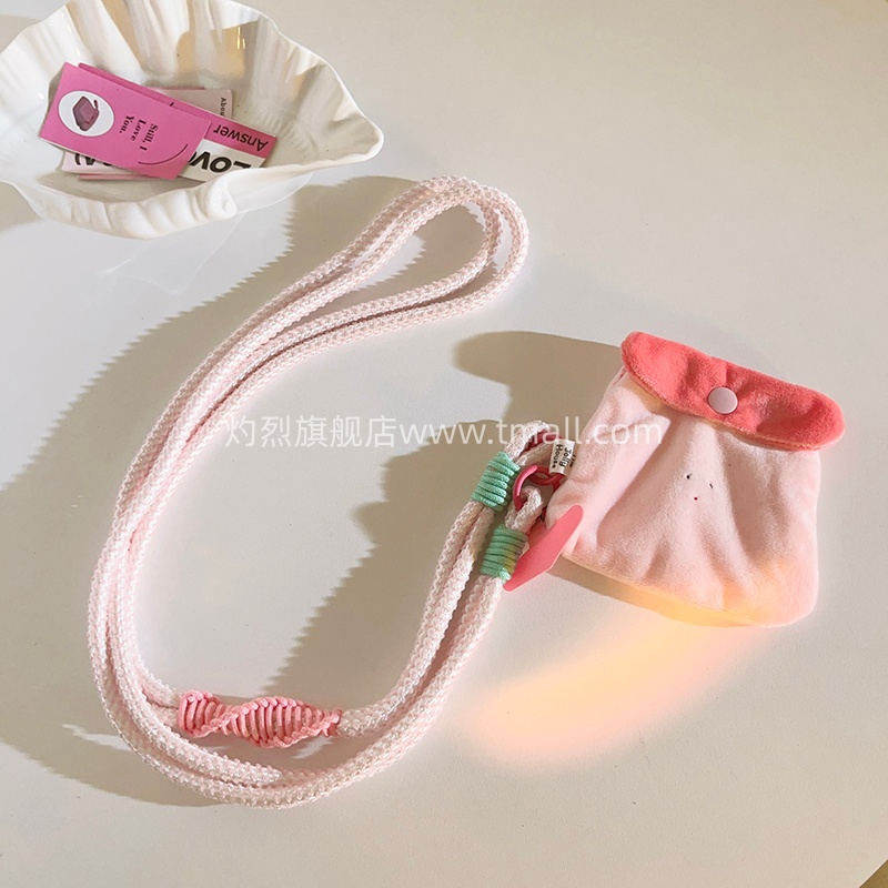 可爱ins卡通粉色草莓布丁零钱包手机壳挂件多用结实耐用手机链网红学生女款收纳苹果蓝牙耳机ccd便携背带挂脖