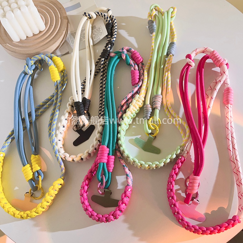 创意个性撞色DIY手机挂绳长款斜挎可背带多功能挂脖百搭男女户外登山编织尼龙加粗结实耐用ccd侧肩防丢手机链