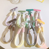 韩系简约ins纯色马卡龙手工编织短绳适用通用手机壳DIY创意手机挂绳便携腕带钥匙扣挂链百搭网红女款 防丢防摔