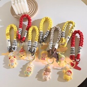 日韩可爱卡通星星人吊坠挂件编织尼龙短款 手绳适用于手机壳百搭学生背包汽车钥匙扣ccd耳机套便携腕带手环女