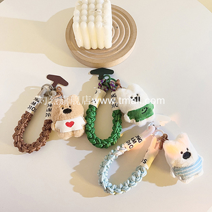 毛茸卡通公仔大鼻子小狗挂件手机壳编织尼龙手绳趣味可爱女款学生包包挂饰ccd相机汽车钥匙扣耳机便携手腕带