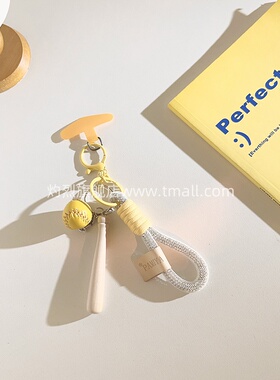 个性创意DIY黄色棒球棍立体手机壳挂件手提防丢短款手绳百搭手机链潮流学生背包男女款钥匙扣ccd吊坠便携配饰