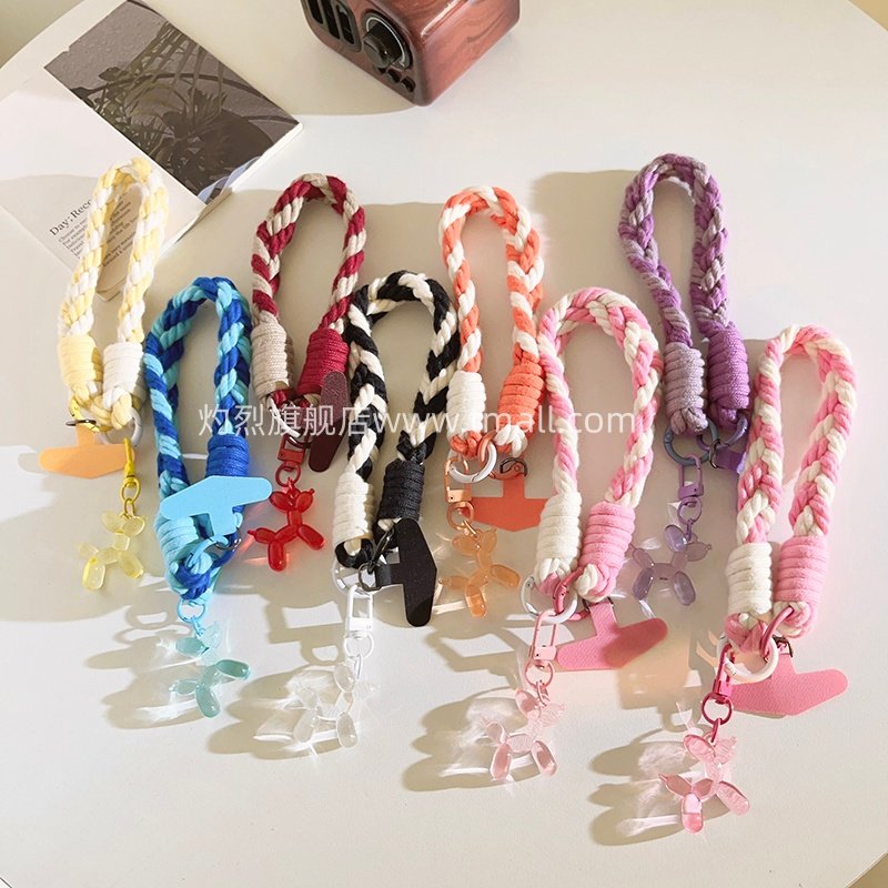 ins立体透色气球狗手机挂件卡通趣味ins可爱学生女款结实耐用手机链四股尼龙线材编织挂绳钥匙扣ccd便携手腕,3C数码配件,手机挂件/手机链,淘宝优惠券,粉丝福利购,淘宝优惠卷