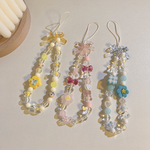 小清新手机挂绳便携珠珠手链