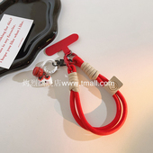 卡通ins立体红铃铛墨镜KT猫挂件编织尼龙绳适用手机壳百搭手机挂饰手提手拎防丢防摔便携腕带钥匙挂绳可爱女