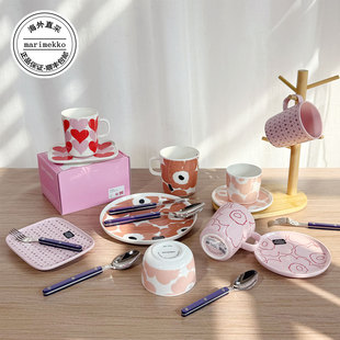 芬兰Marimekko玛莉美歌 粉色系 粉桃、粉底四叶草 系列 餐具