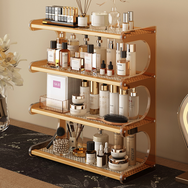 化妆品收纳架桌面高级感梳妆台置物架多层护肤品口红摆放展示架子