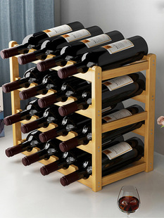 红酒架子家用葡萄酒展示架实木酒柜简约现代经济型小摆件酒架格子
