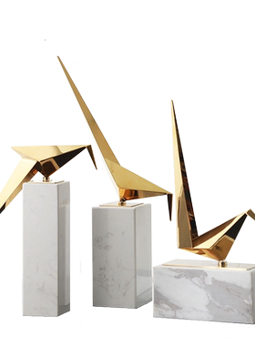 Oteiza现代创意几何金属树脂摆样板房售楼处玄关大理石家居装饰品