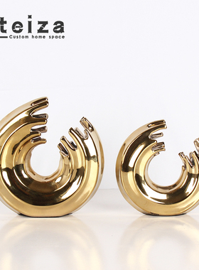 现代简约创意几何设计陶瓷摆件样板间酒店售楼部玄关洽谈间