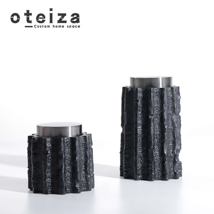 Oteiza简约现代树脂金属储物罐子样板间酒店客厅书房书桌茶几摆件