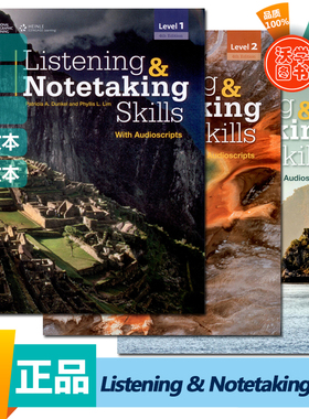 原版进口Listening and Notetaking Skills 1/2/3级别第四版美国国家地理听力笔记专项教材青少年英语技能寒暑假短期课程