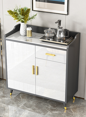 岩板餐边柜客厅轻奢茶水柜餐厅备餐柜收纳储物柜实木简约现代靠墙