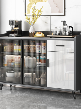 轻奢餐边柜简约多功能茶水柜收纳置物柜客厅靠墙一体玻璃储物柜子