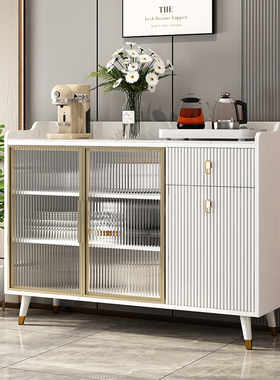 岩板餐边柜简约现代客厅茶水柜吧台轻奢靠墙厨房储物办公室小柜子