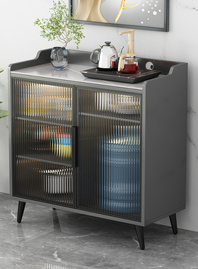 轻奢茶水柜简约现代客厅储物柜厨房实木收纳小柜子靠墙一体家用