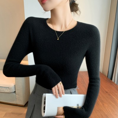 高级感一线成衣圆领毛衣