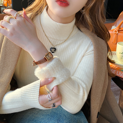 加绒毛衣女加厚秋冬内搭