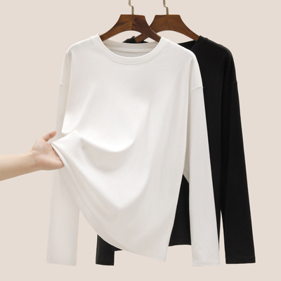 白色内搭长袖t恤打底衫女士纯棉卫衣2025新款全棉秋季高级感上衣