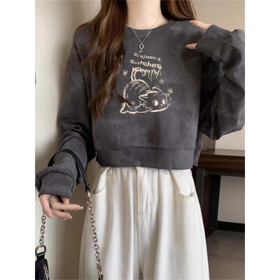 美式学院风扎染卫衣女无