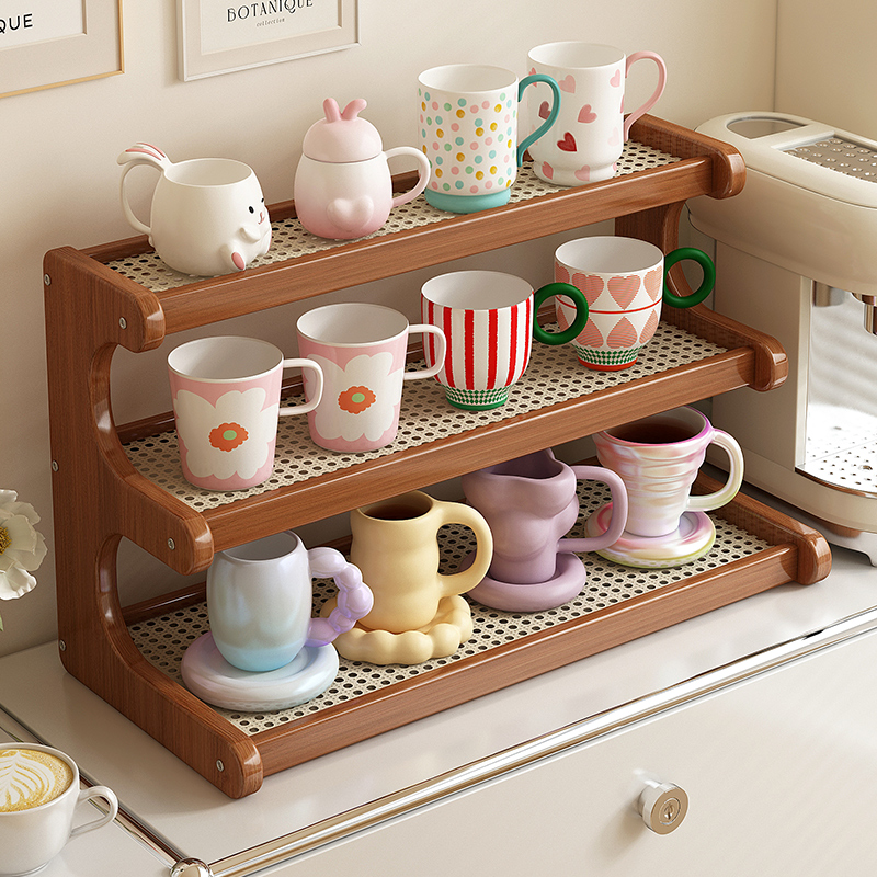 桌面杯子置物架办公室台面厨房餐桌多层水杯小型收纳整理摆放架子