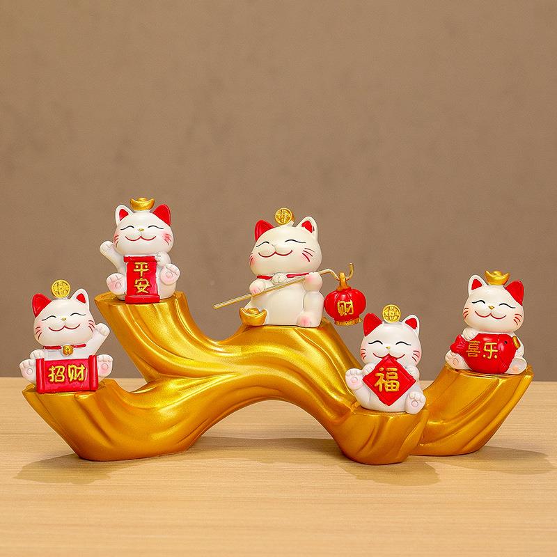 中式招财猫桌面摆件乔迁户礼物玄饰关装品开业柜摆ZH-CYJ酒饰入搬