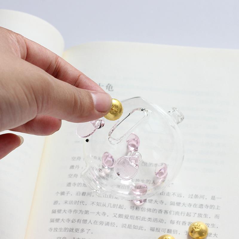 高硼硅璃愿攒金钱豆豆只进不出小猪存罐小玻金豆收纳瓶许厂家.