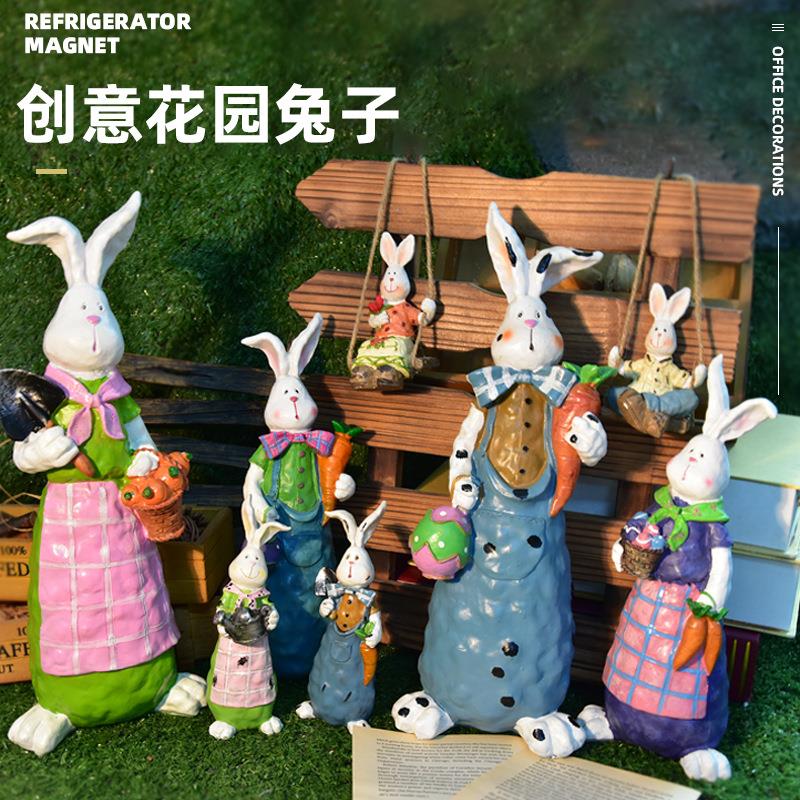 仿FH-LQ06真动物花创园摆卡通兔子庭院装品户外饰意写实园艺件装