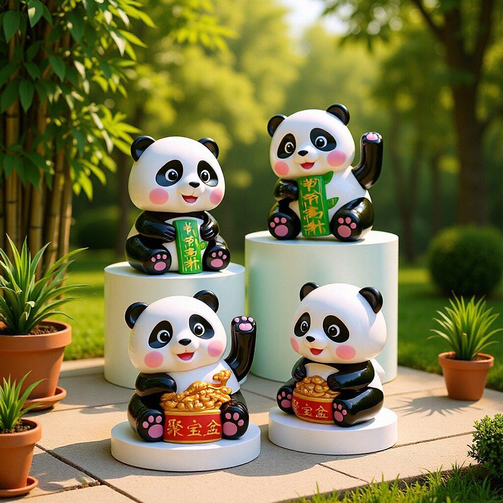 招新款猫阳能招财熊自动点头创意小摆件前台公桌面太财厂家.