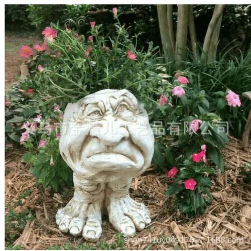 Mugly情s The Fagce Sta'tu050548e Planter滑稽麻瓜脸雕塑搞怪表