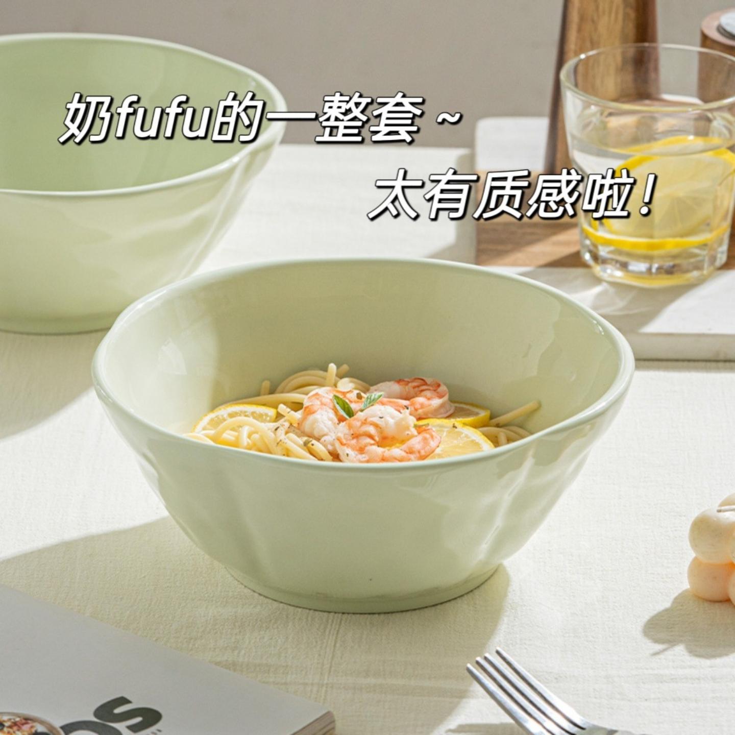 奶油石纹汤碗拉面碗高颜值餐厅