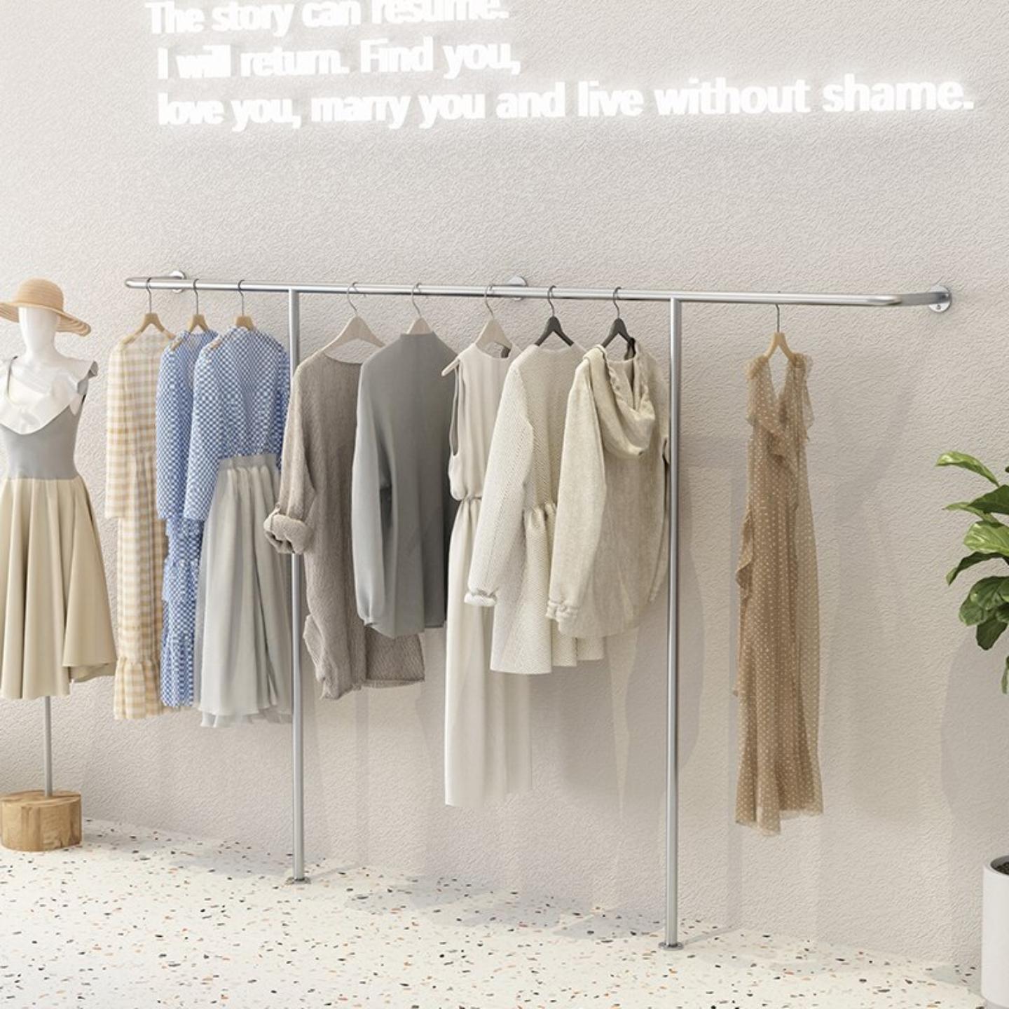 服装店展示架上墙挂衣杆不锈钢