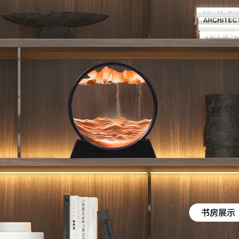 流沙画创意摆件3Dd圆形流沙3体立公室居家装饰礼物客厅桌红面摆件