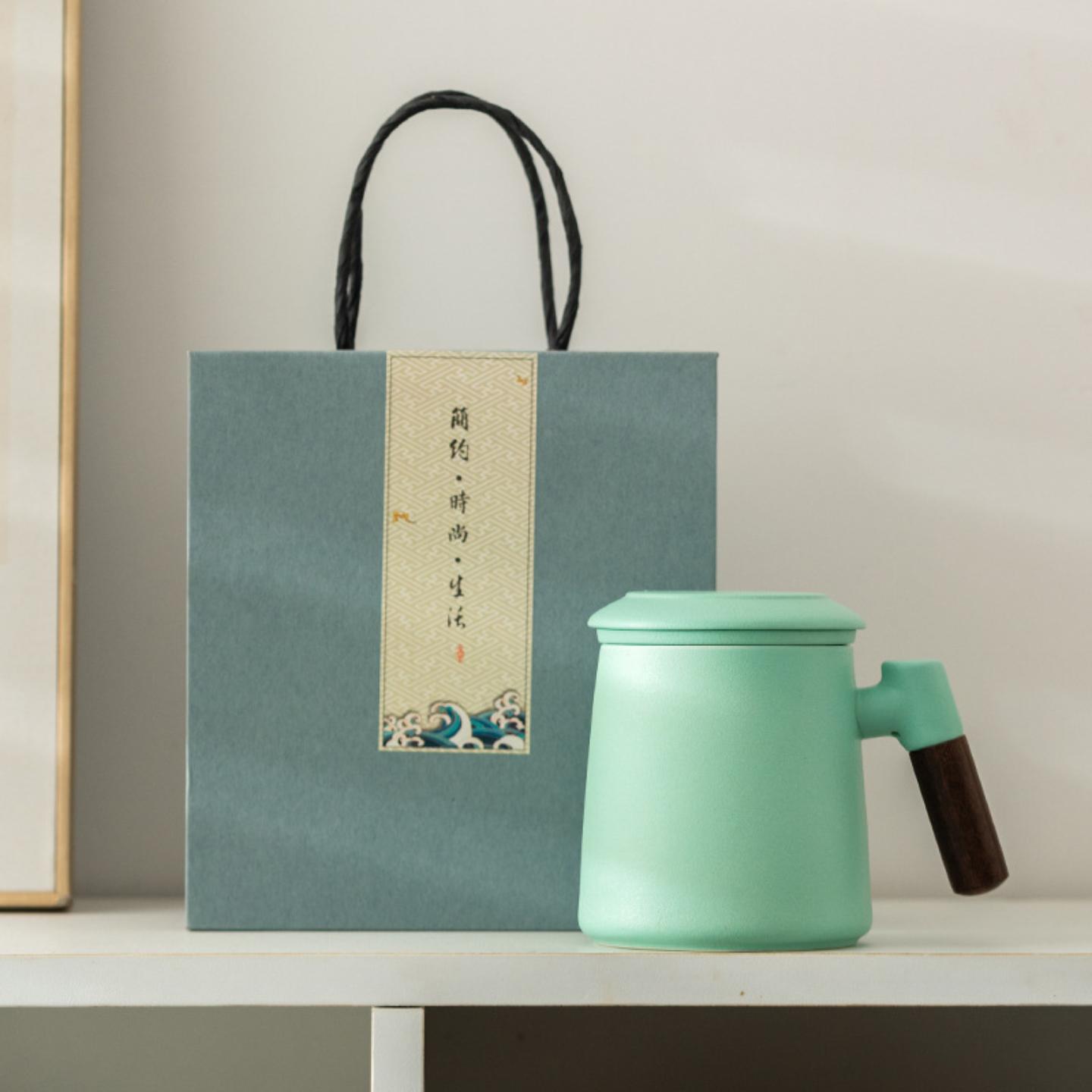 陶瓷马克杯茶水分离办公杯大容量