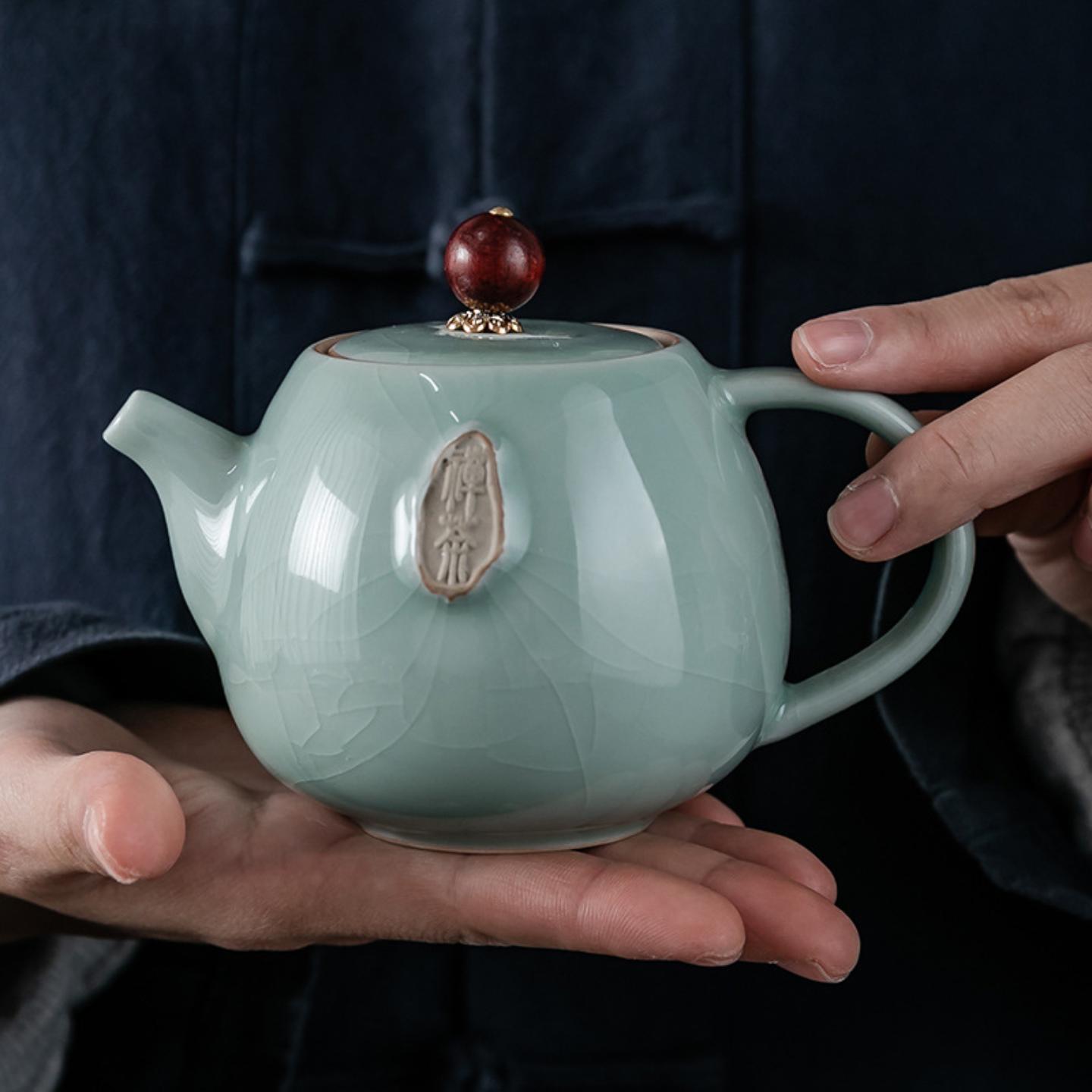 禅茶哥窑泡茶壶家用陶瓷开片可养