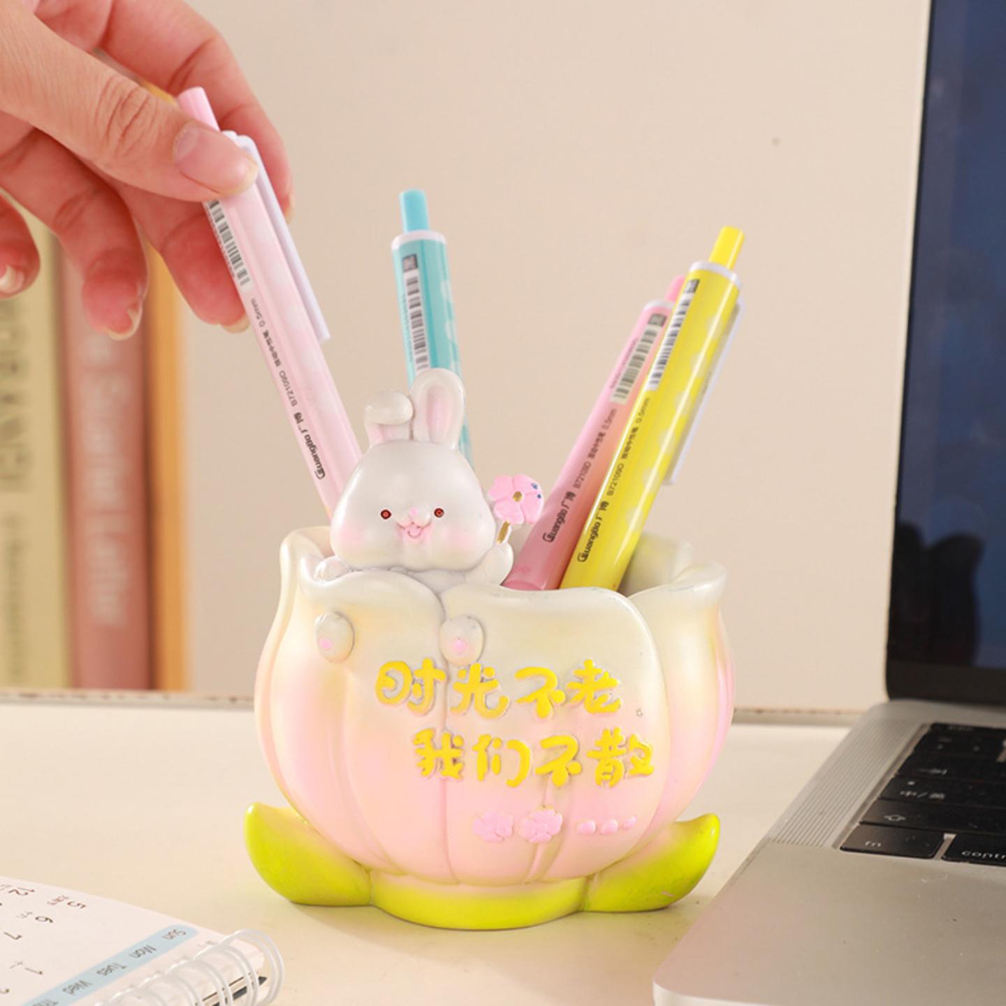 郁金香小兔笔筒摆件送同学友谊