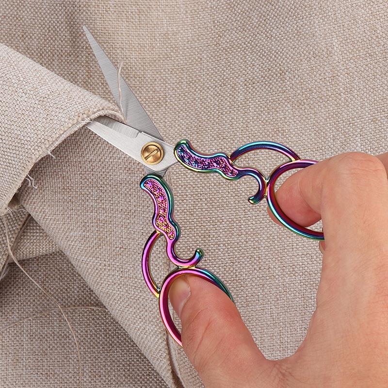 不锈钢复古小刀剪剪 绣花剪 DIY仿古头尖剪 龙凤合金刀剪线头剪子