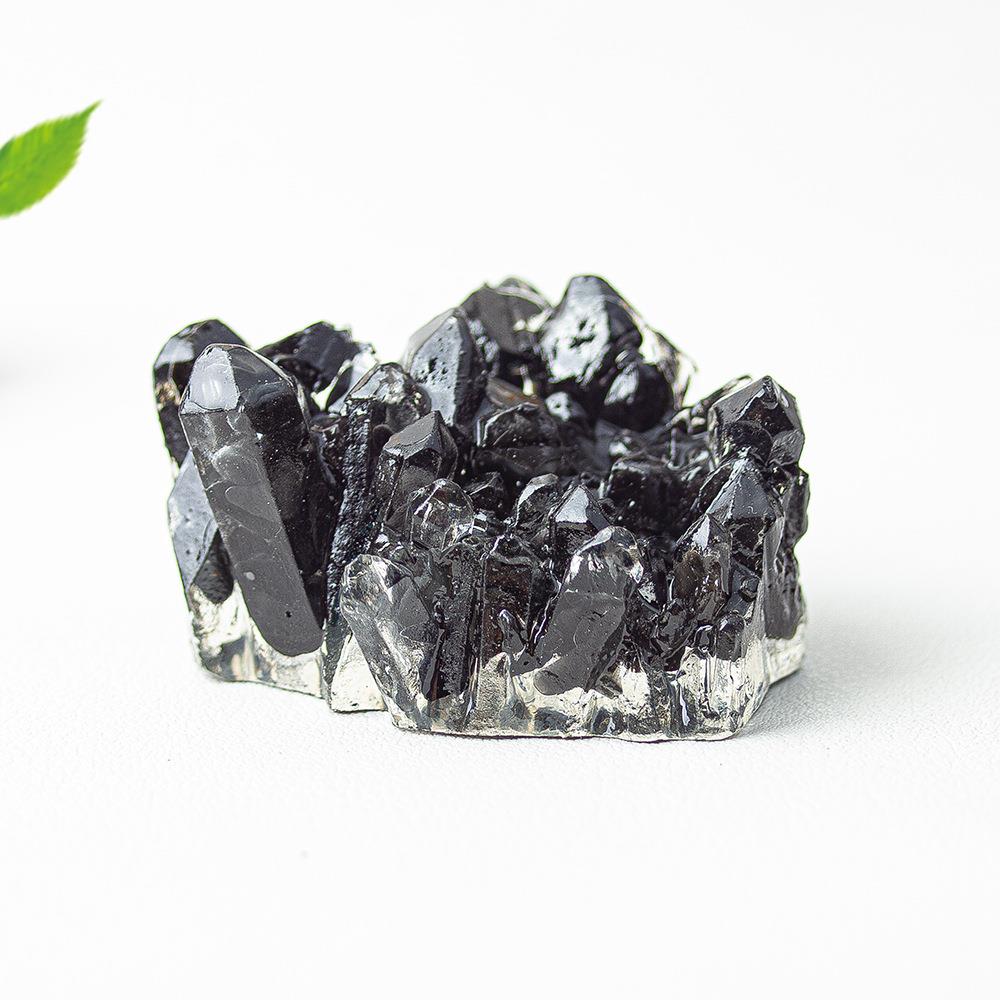明树脂内嵌天然碎石簇型簇 展晶簇造摆件 茶几书房示工艺透品