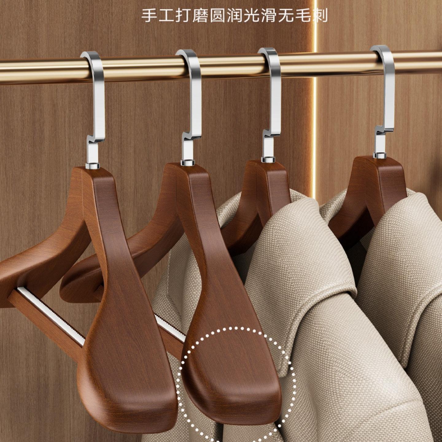 可做LOGO实木宽肩衣架家用挂无痕