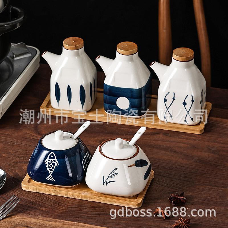 厨房用品瓶陶瓷调料壶酱油575油壶醋瓶家用酱油瓶饭馆餐厅油盐储