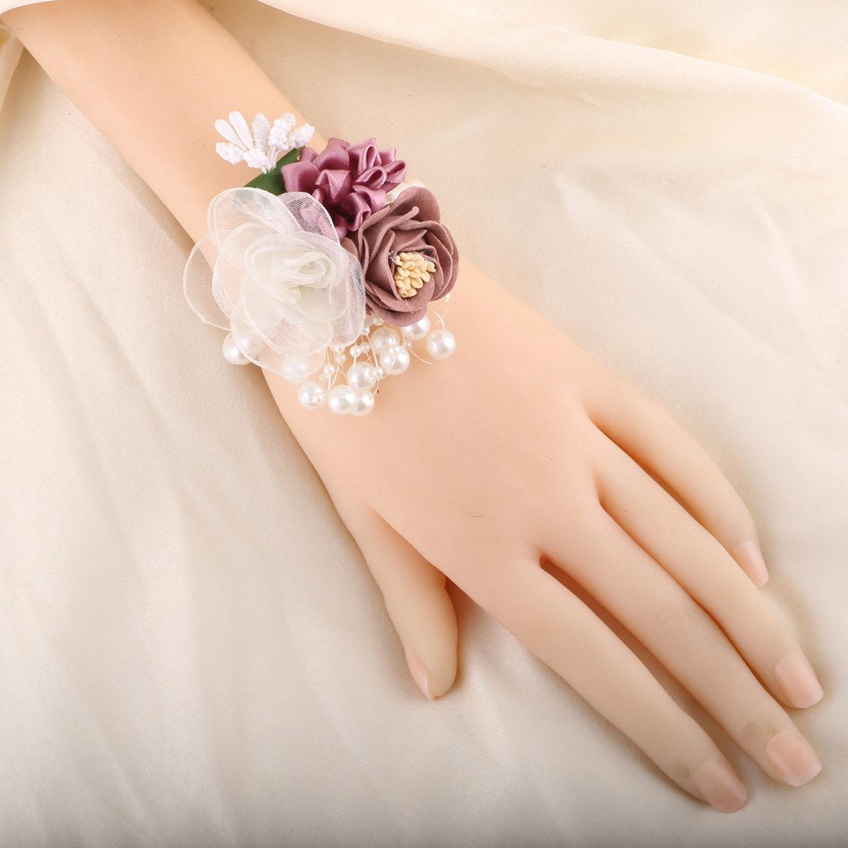 伴娘手腕花款品新娘韩式婚礼简约姐妹新团手花环结婚用庆1佐致(